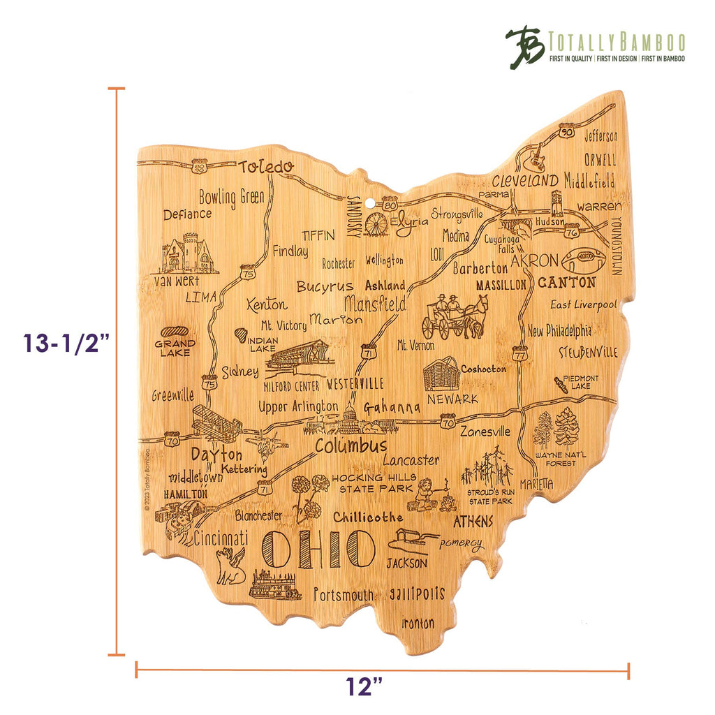 Destination Ohio Cutting Board with Engraved Artwork