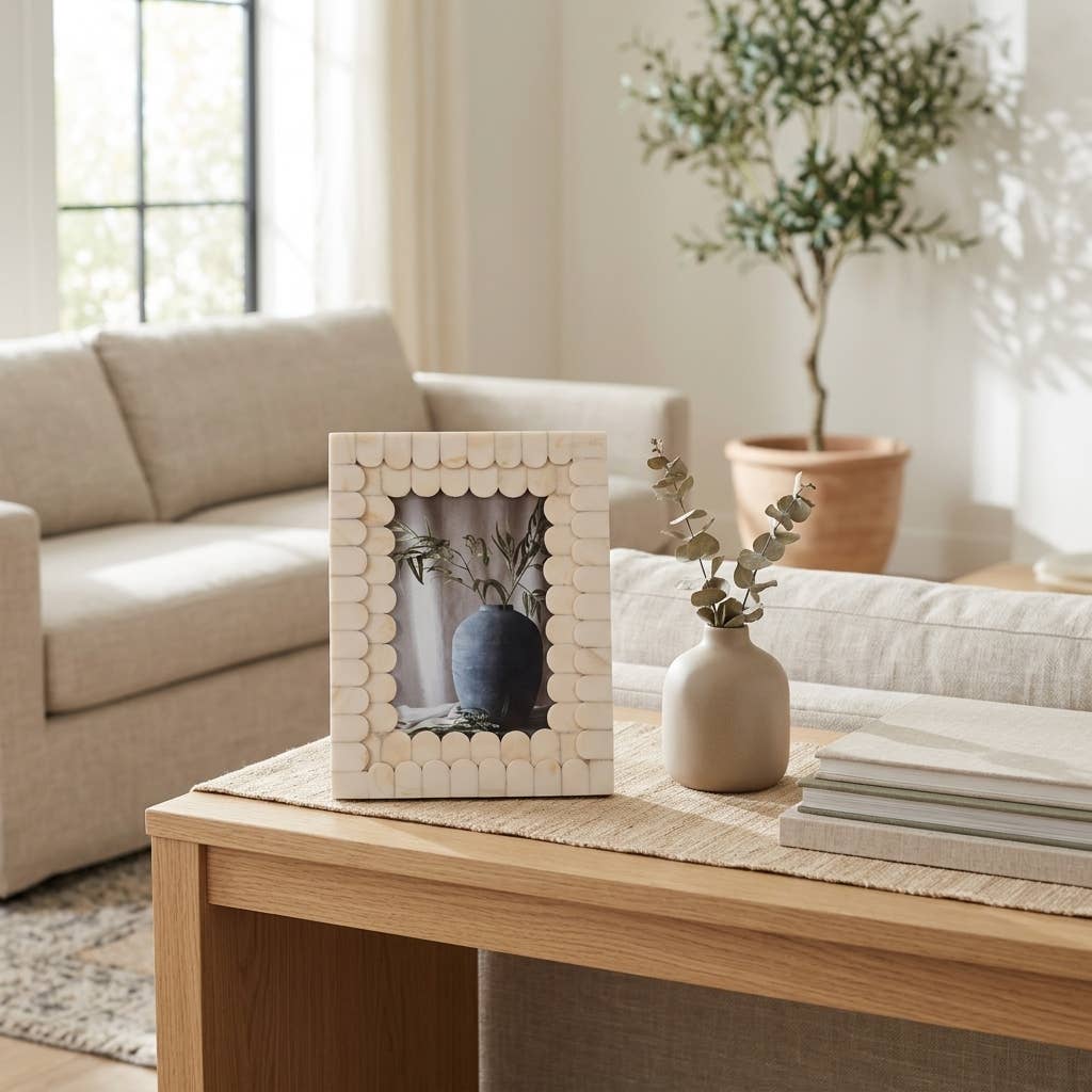 Picture Frame - Ivory Resin Scalloped Edge Decor, 4x6 in.