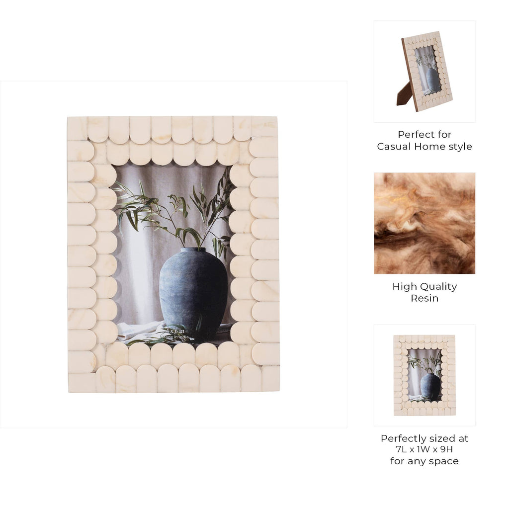 Picture Frame - Ivory Resin Scalloped Edge Decor, 4x6 in.