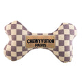 Tan Checker Chewy Vuiton Bones | Plush Squeaker Dog Toy: Small / Mini