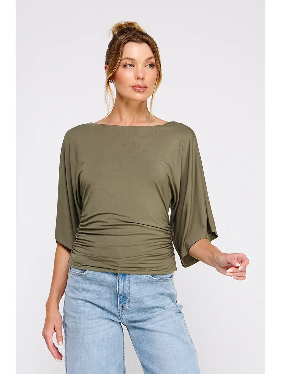 Angel Sleeve Cinch Side Top