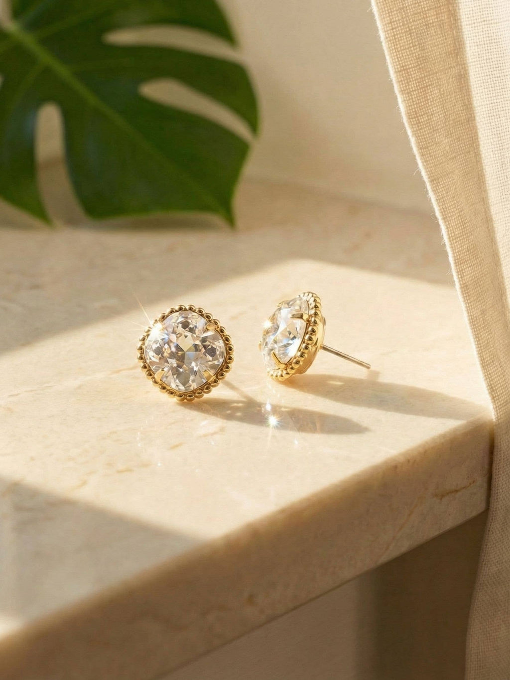 Cushion-Cut Solitaire Stud Earrings - EBX10BGCRY: Clear