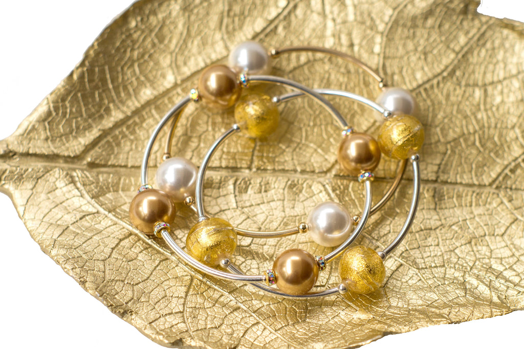 12mm Gold Pearl Blessing Bracelet: L