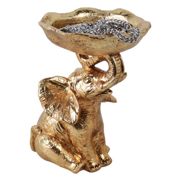 Decorative Bowl - Gold Resin Elephant Trunk, 6 in.