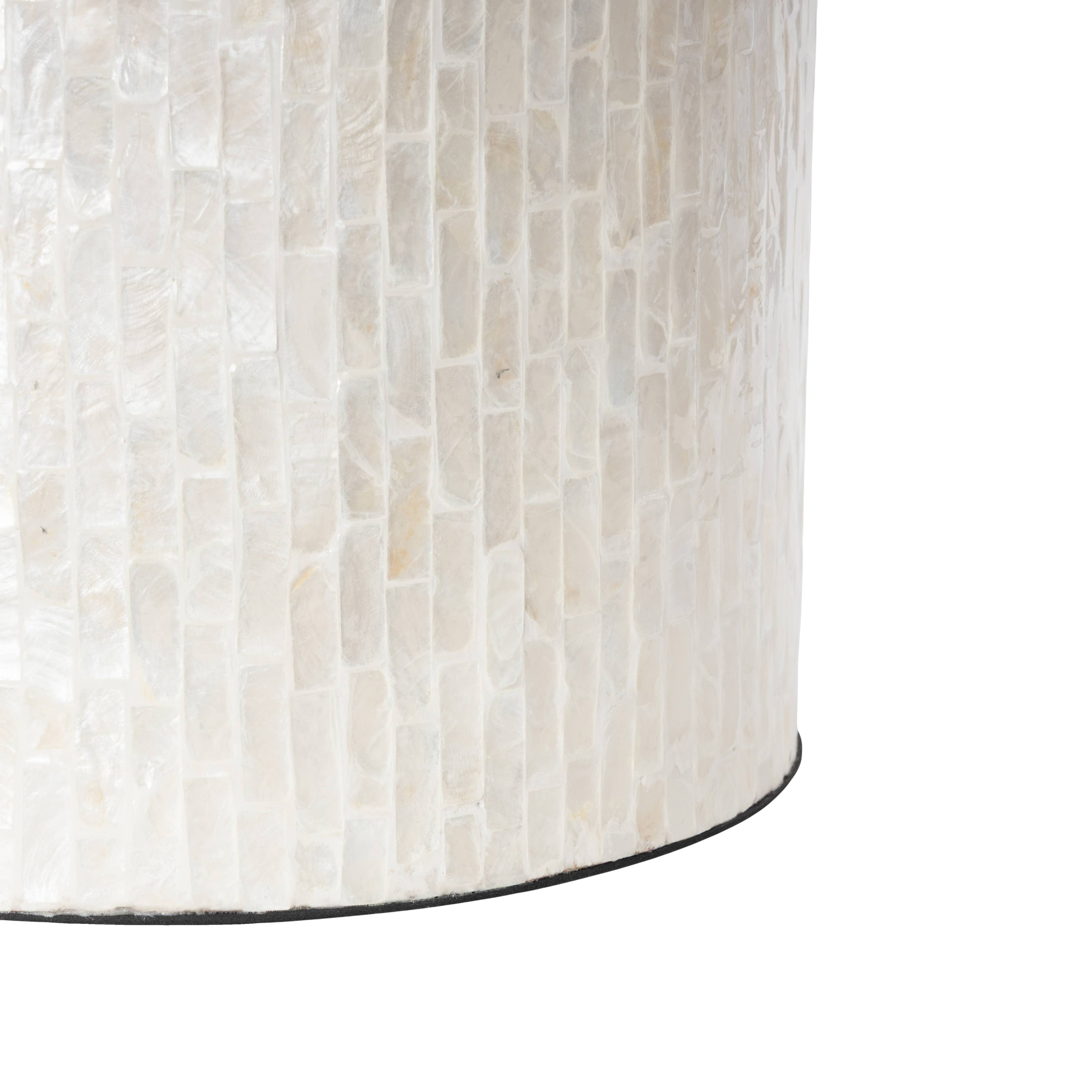Modern and Contemporary Cream Capiz Shell Accent Table: 16"W, 22"H