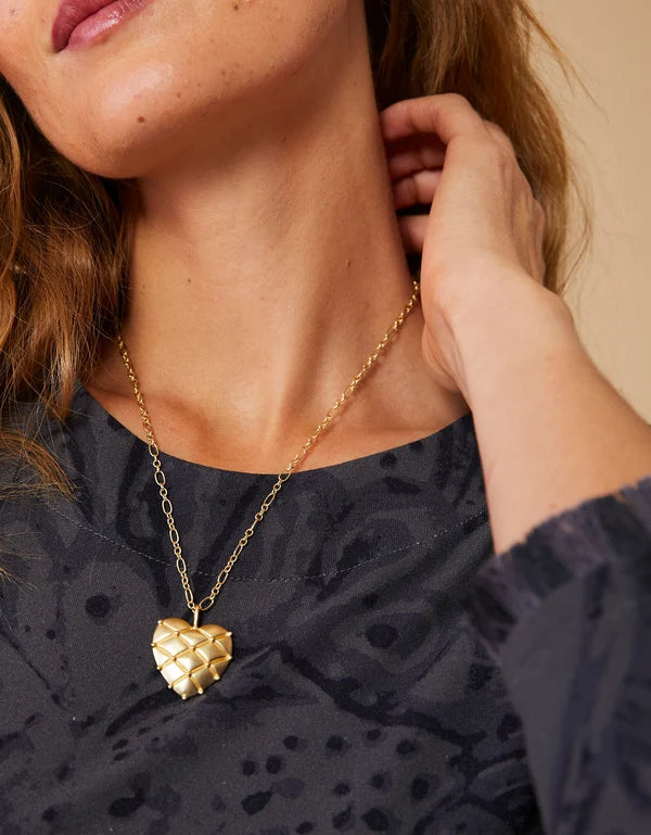 Big Heart Pillow Necklace 18"