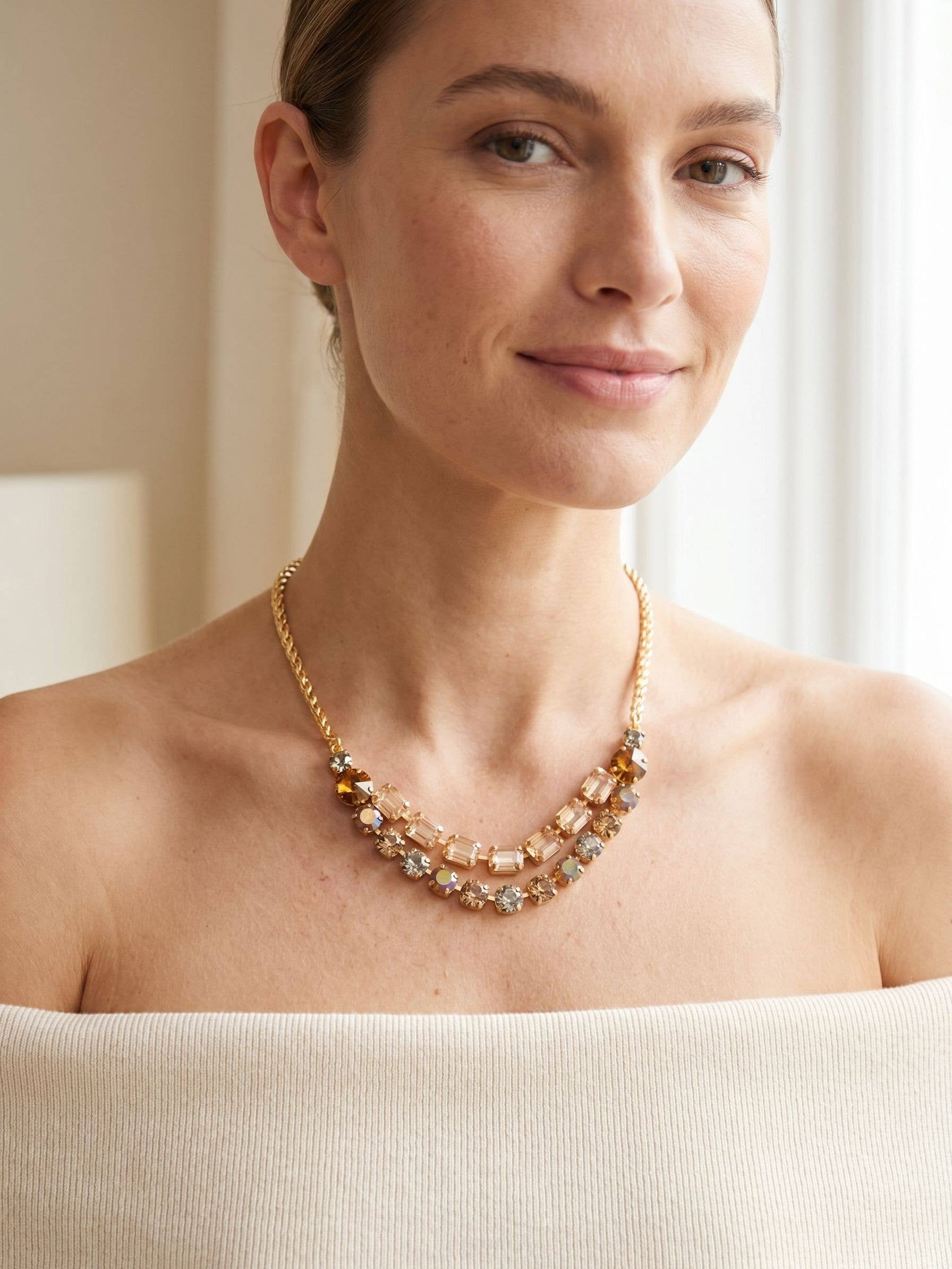 Zelie Tennis Necklace - NFZ22BGHNB: Brown