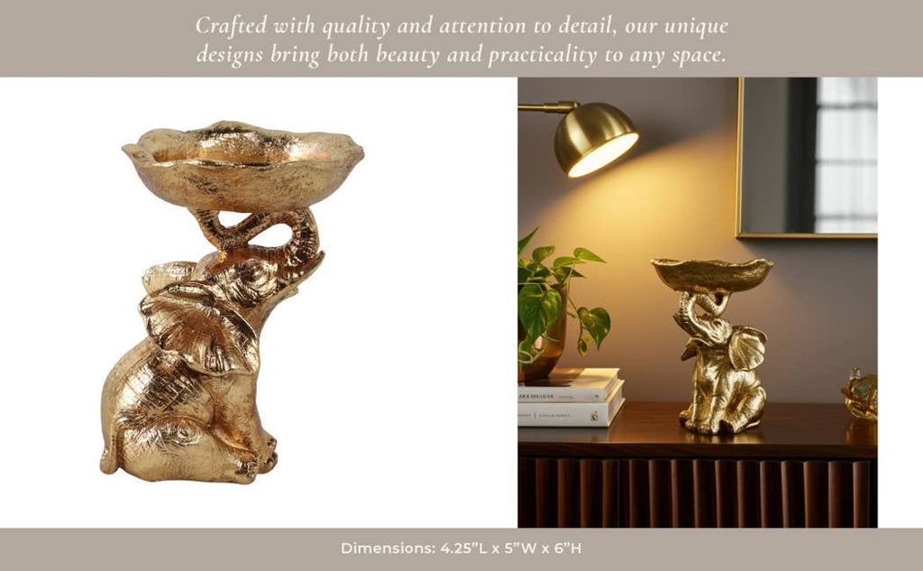 Decorative Bowl - Gold Resin Elephant Trunk, 6 in.