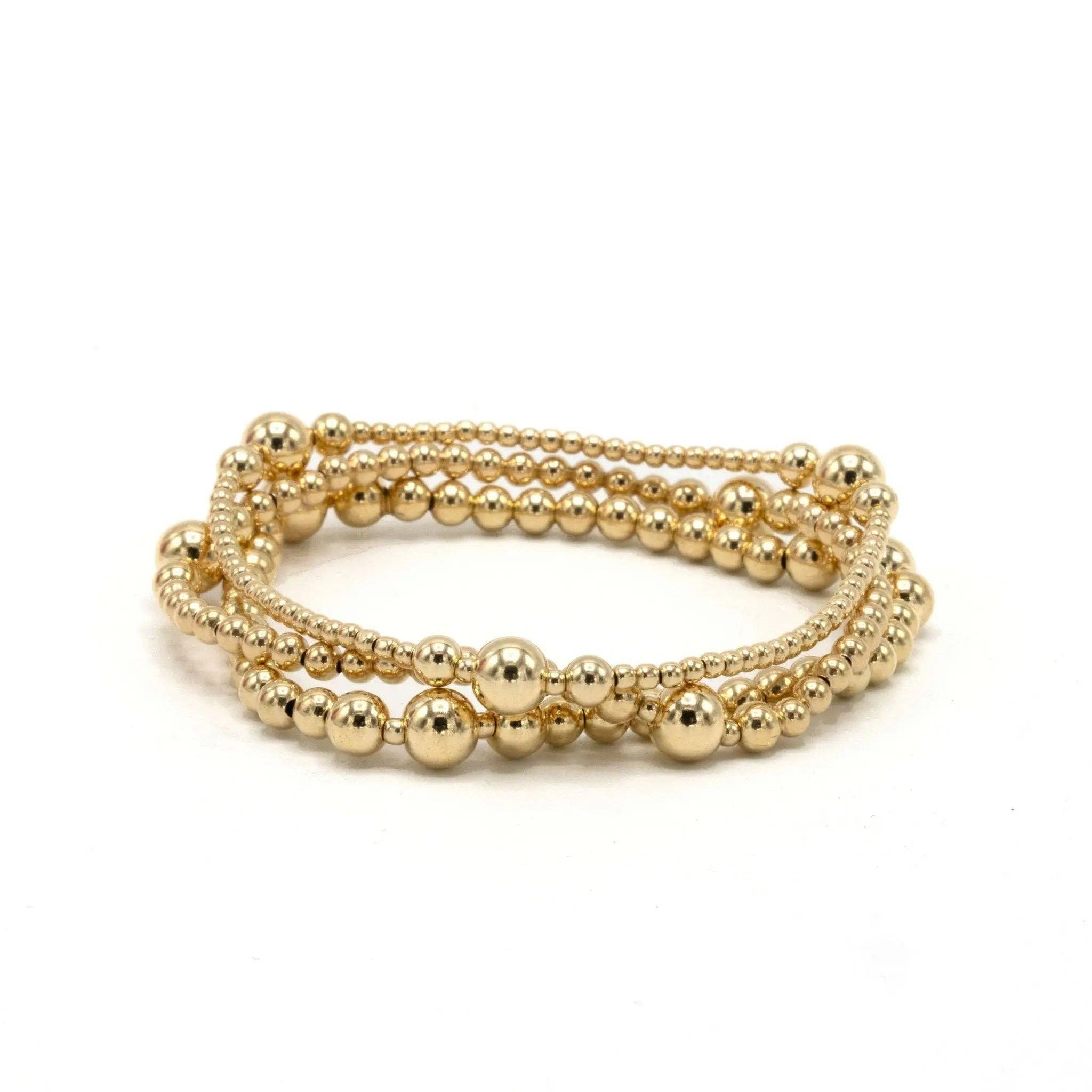 Nantucket 2x6 14K Gold Filled Beaded Bracelet: 6.5"