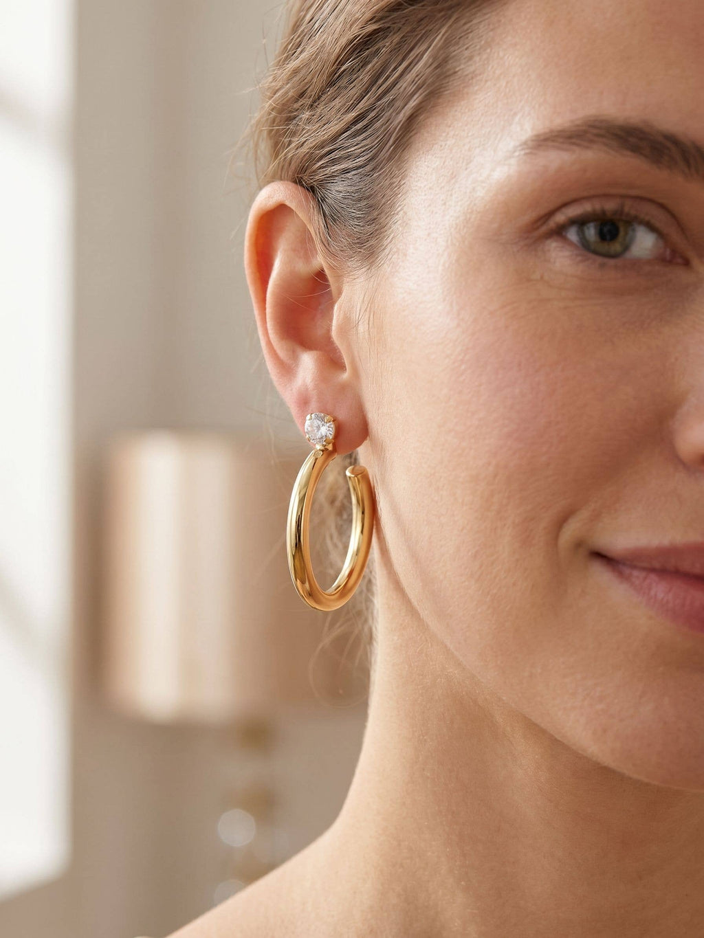 Keeley Studded Hoop Earrings | Clear