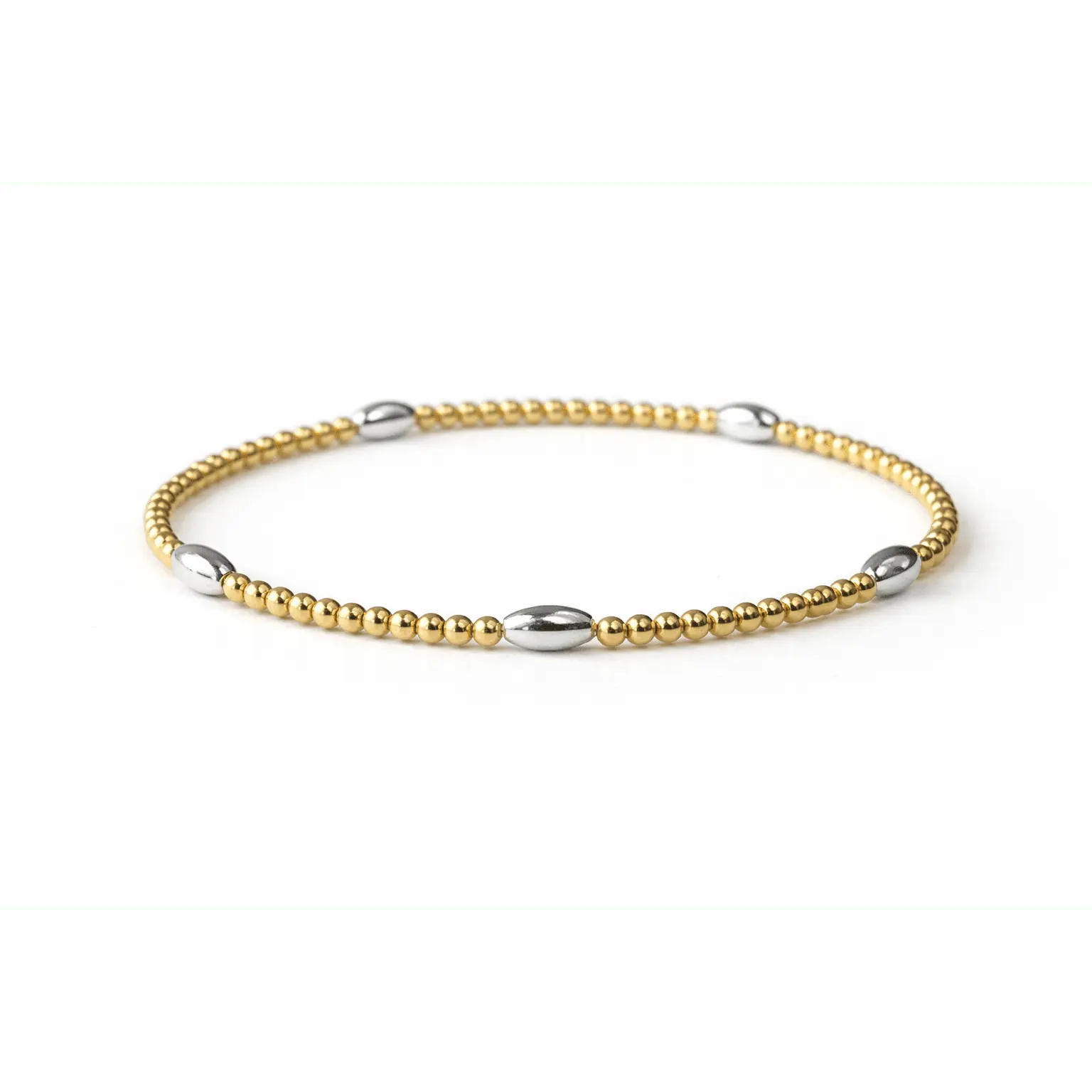 Classic Oval Mixed Metal Gold and Silver Bracelet: 6.5"