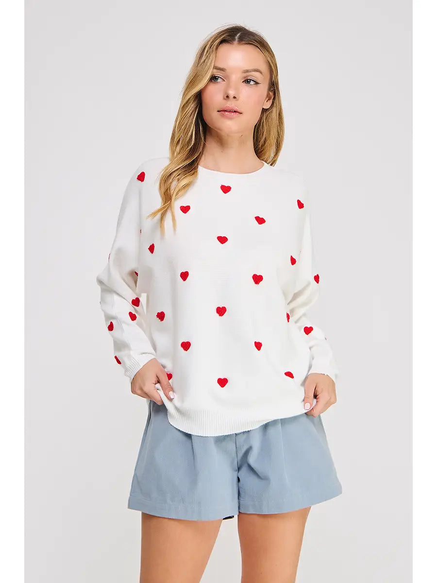 Dolman Sleeve Heart Sweater