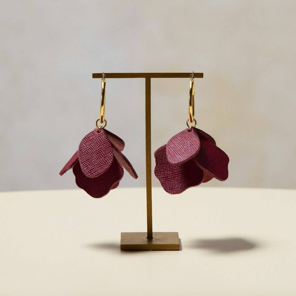 Merlot Margot Petal Hoop Earrings: Gold