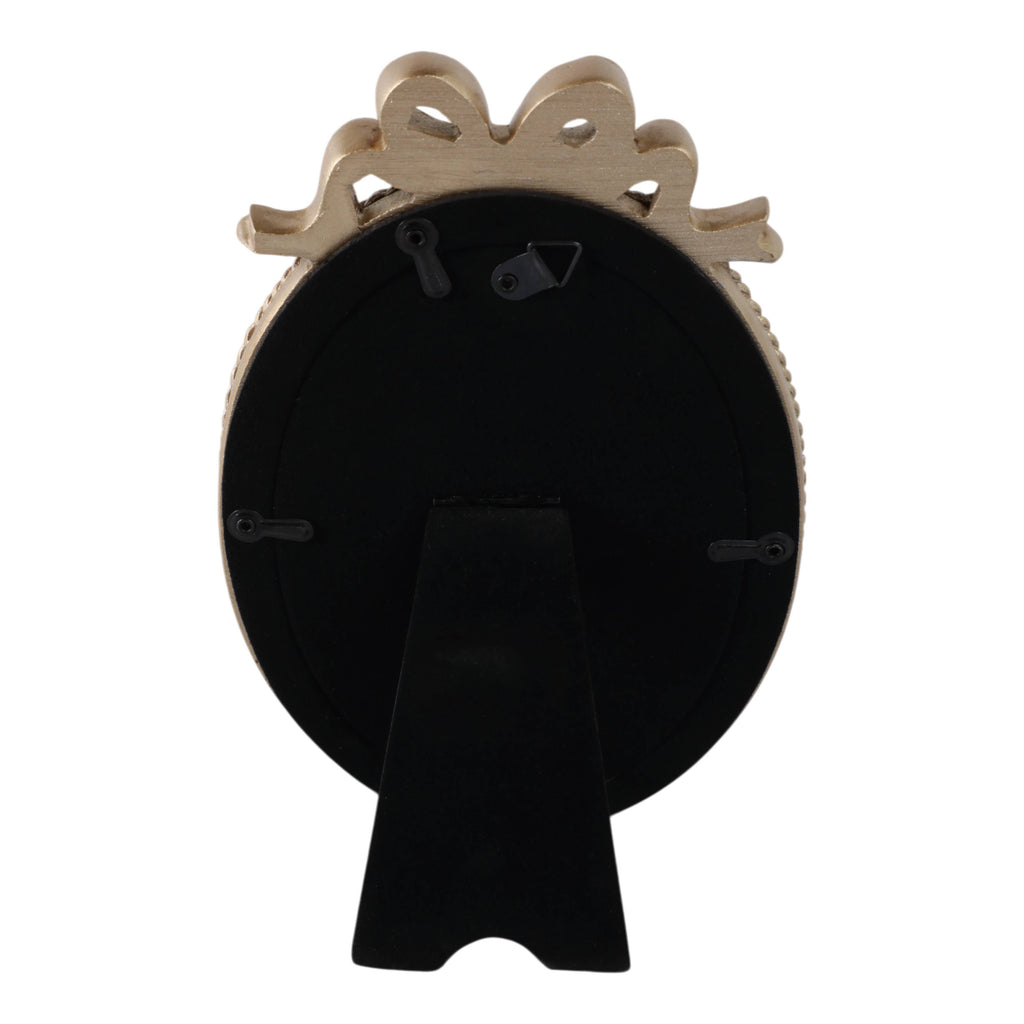 Photo Frame - Gold Polyresin Oval Coquette with Bow, 4x6 in.