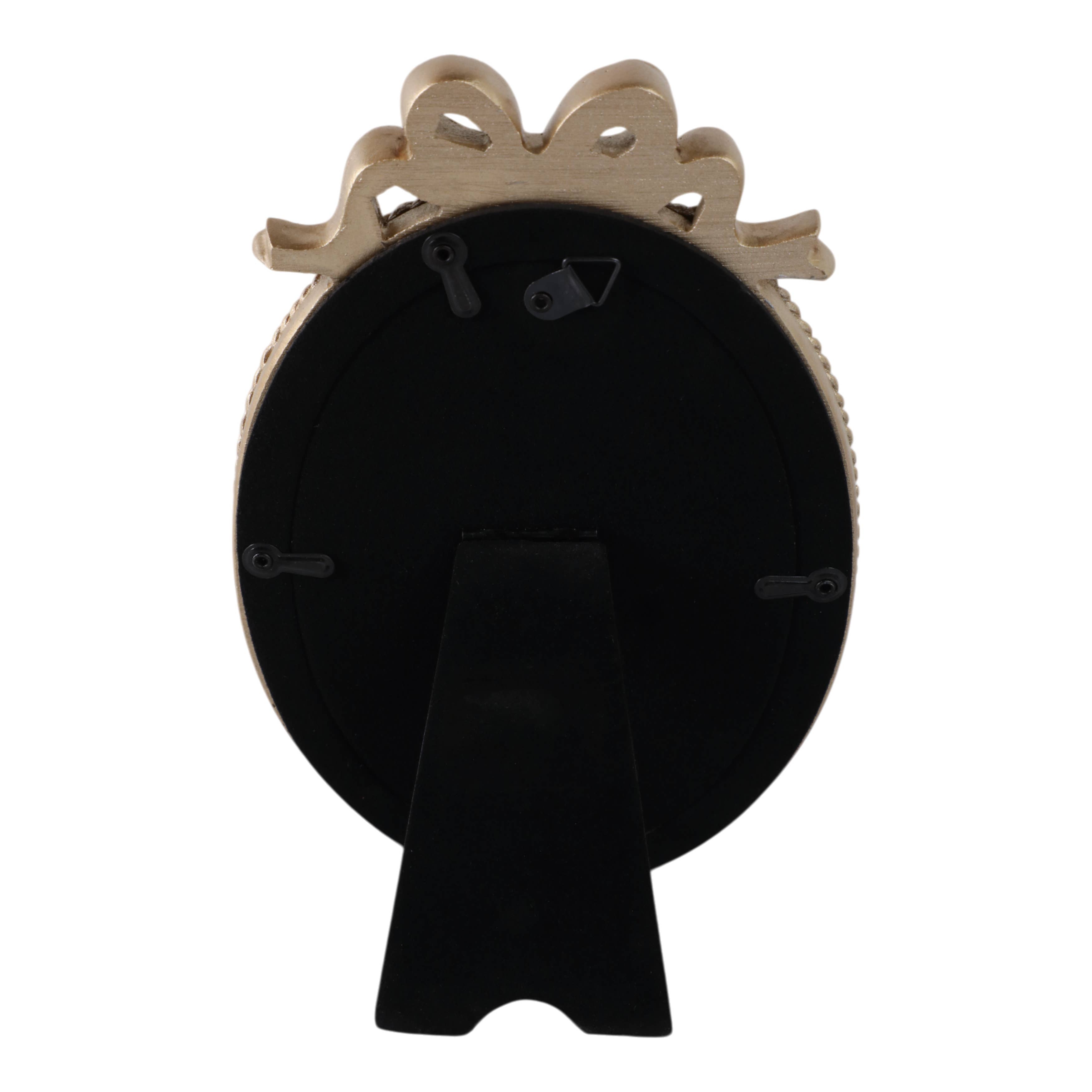 Photo Frame - Gold Polyresin Oval Coquette with Bow, 4x6 in.