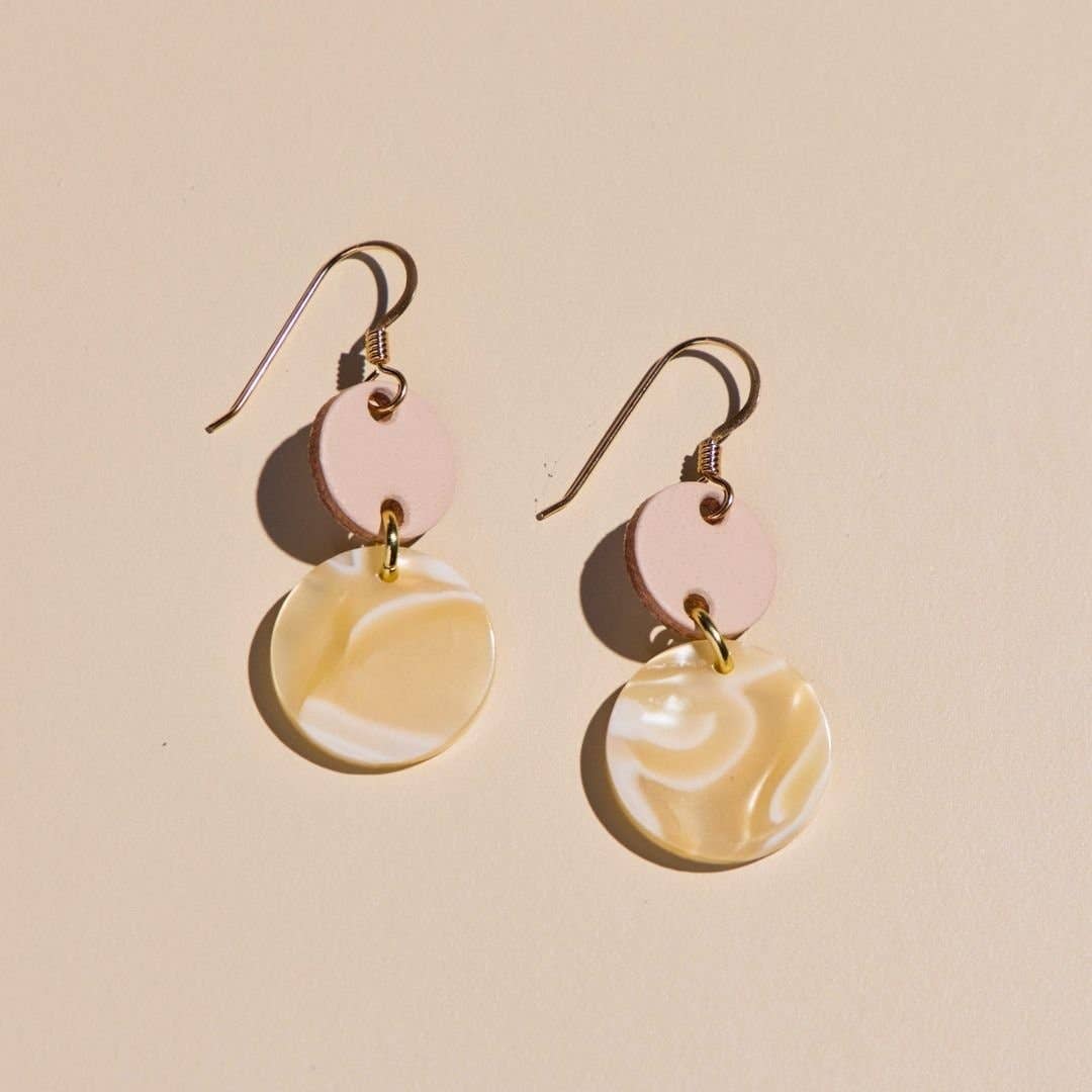 Soft Sand Junie Mixed Media Leather Drop Earrings