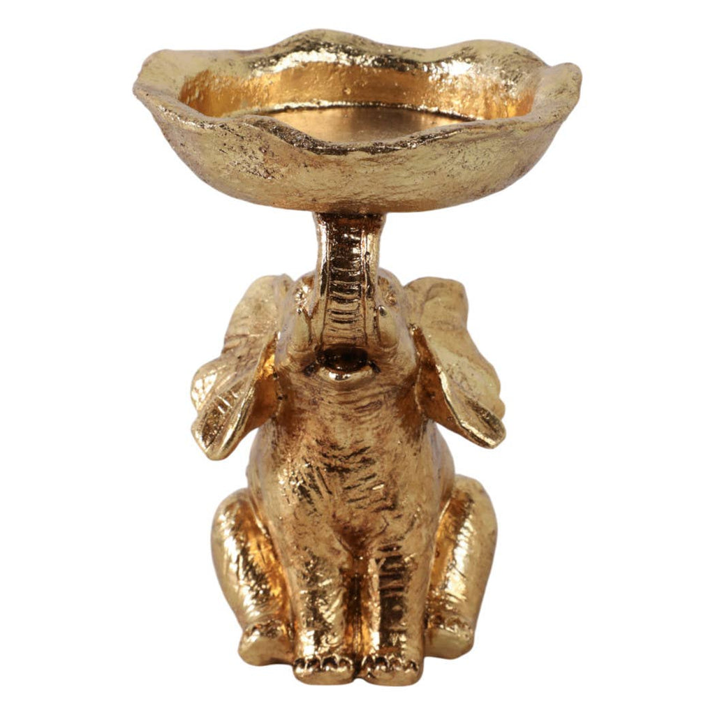 Decorative Bowl - Gold Resin Elephant Trunk, 6 in.