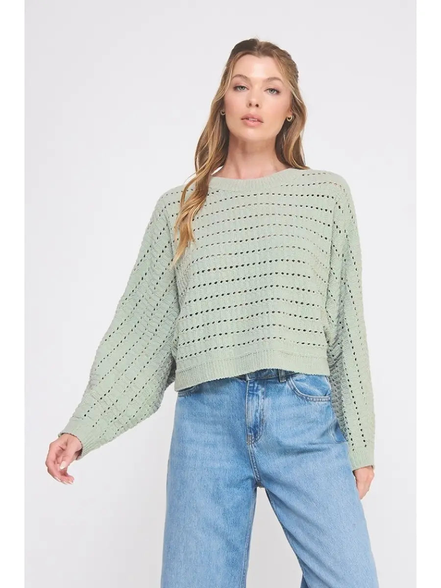 Chenille Cropped Oversized Sweater