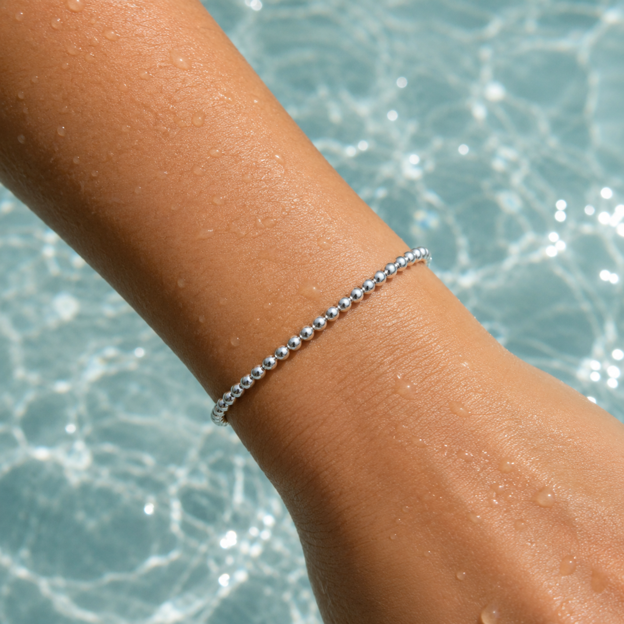 3mm Sterling Silver Karma waterproof bracelet: 6.5"