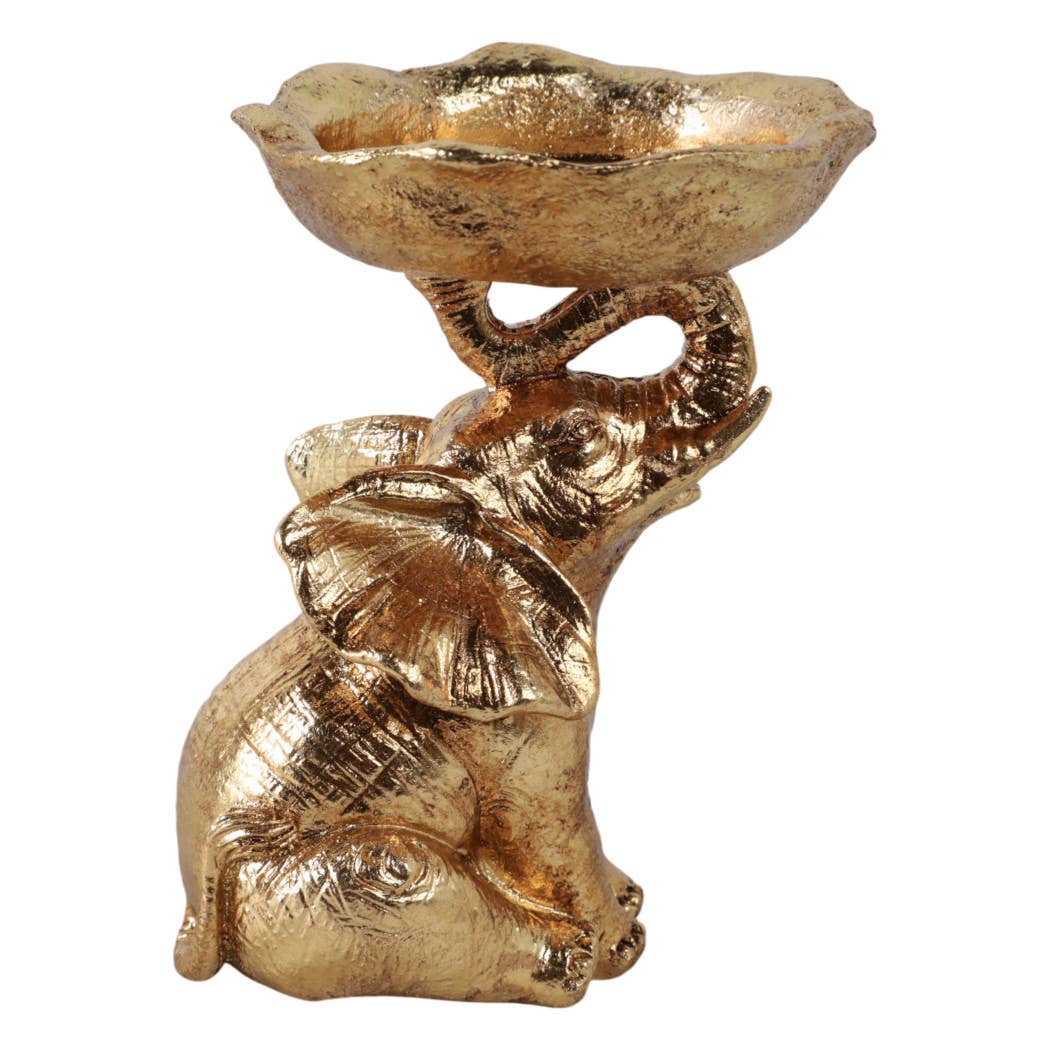 Decorative Bowl - Gold Resin Elephant Trunk, 6 in.