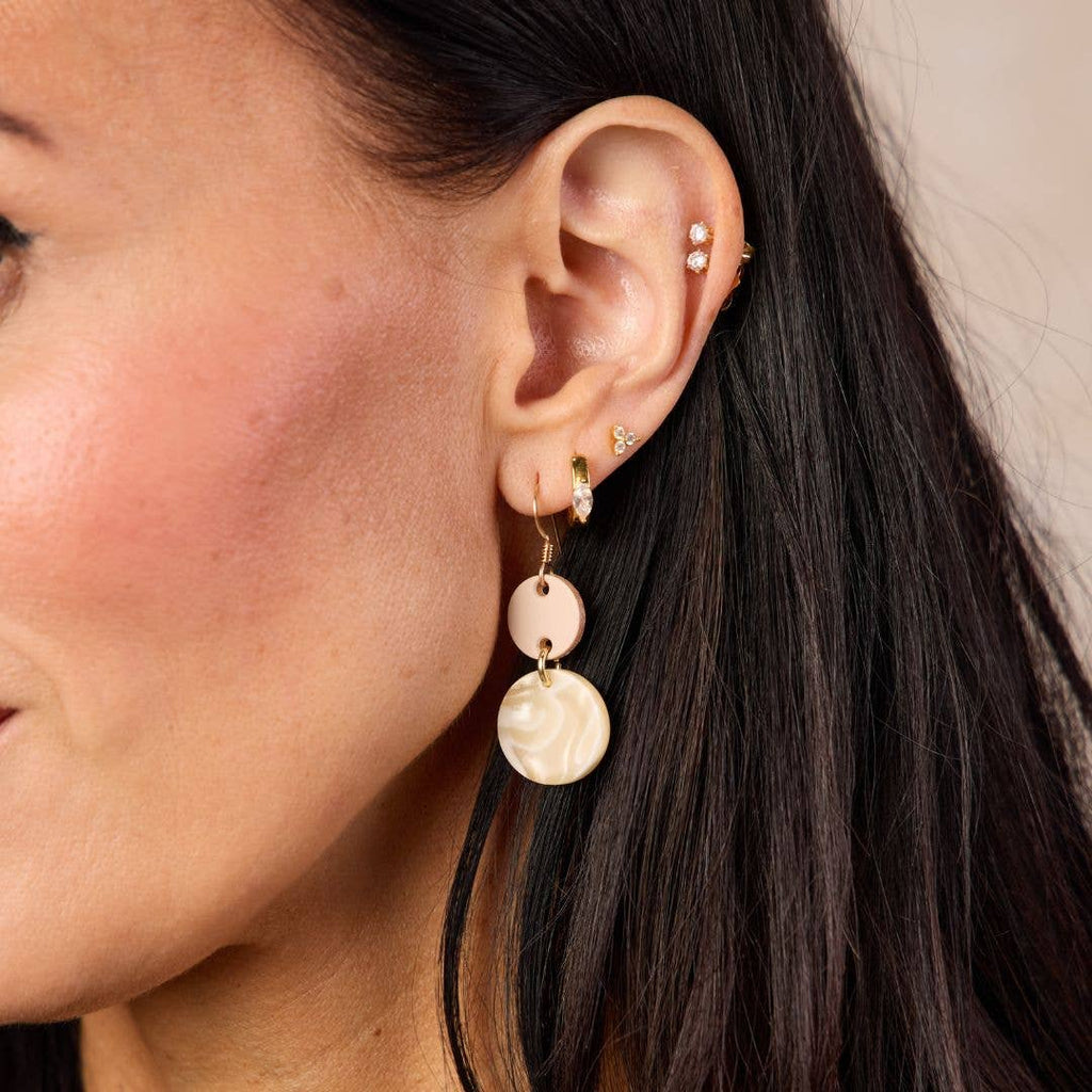 Soft Sand Junie Mixed Media Leather Drop Earrings
