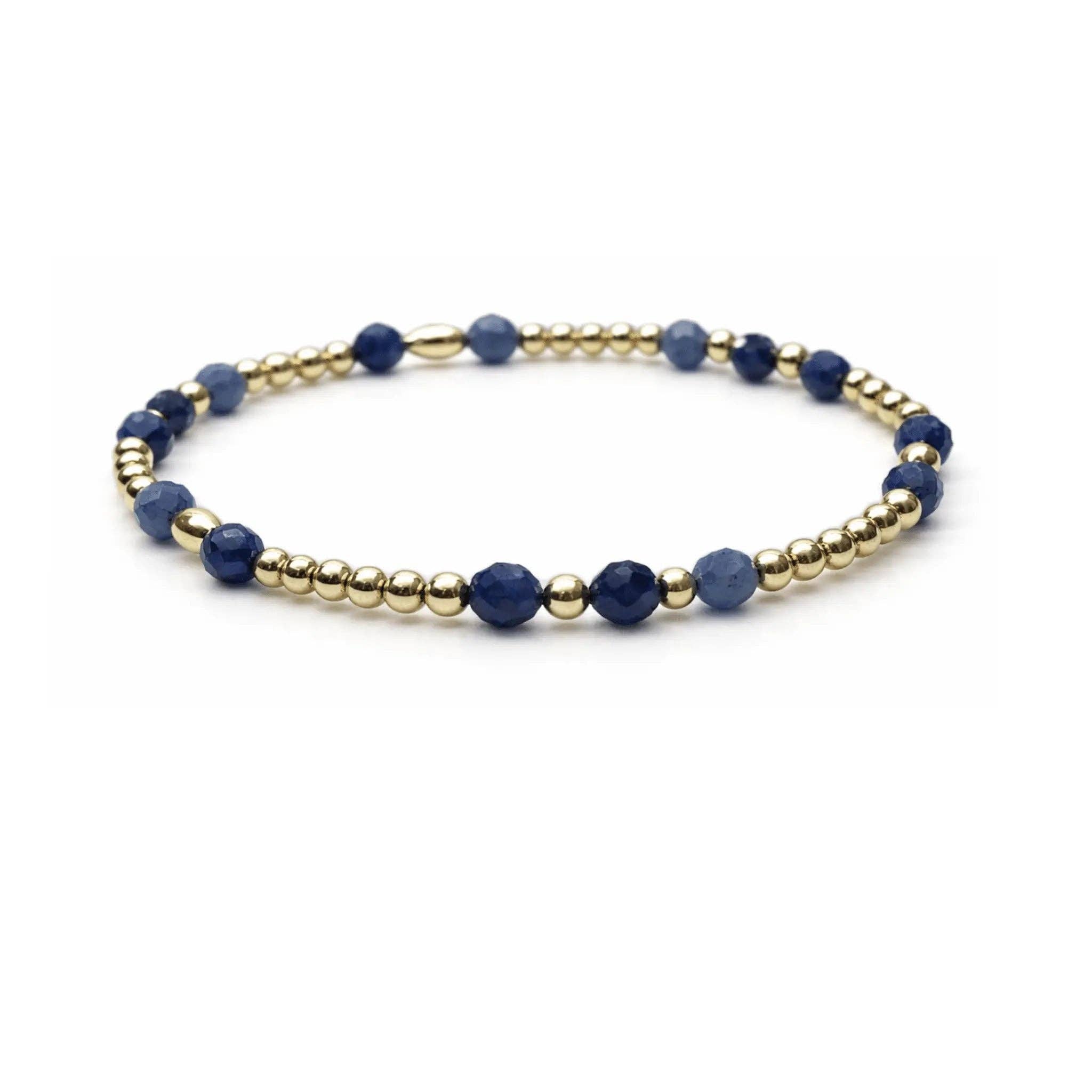 Signature Sodalite and 14k Gold filled Beaded Bracelet - Waterproof!: 6.5"
