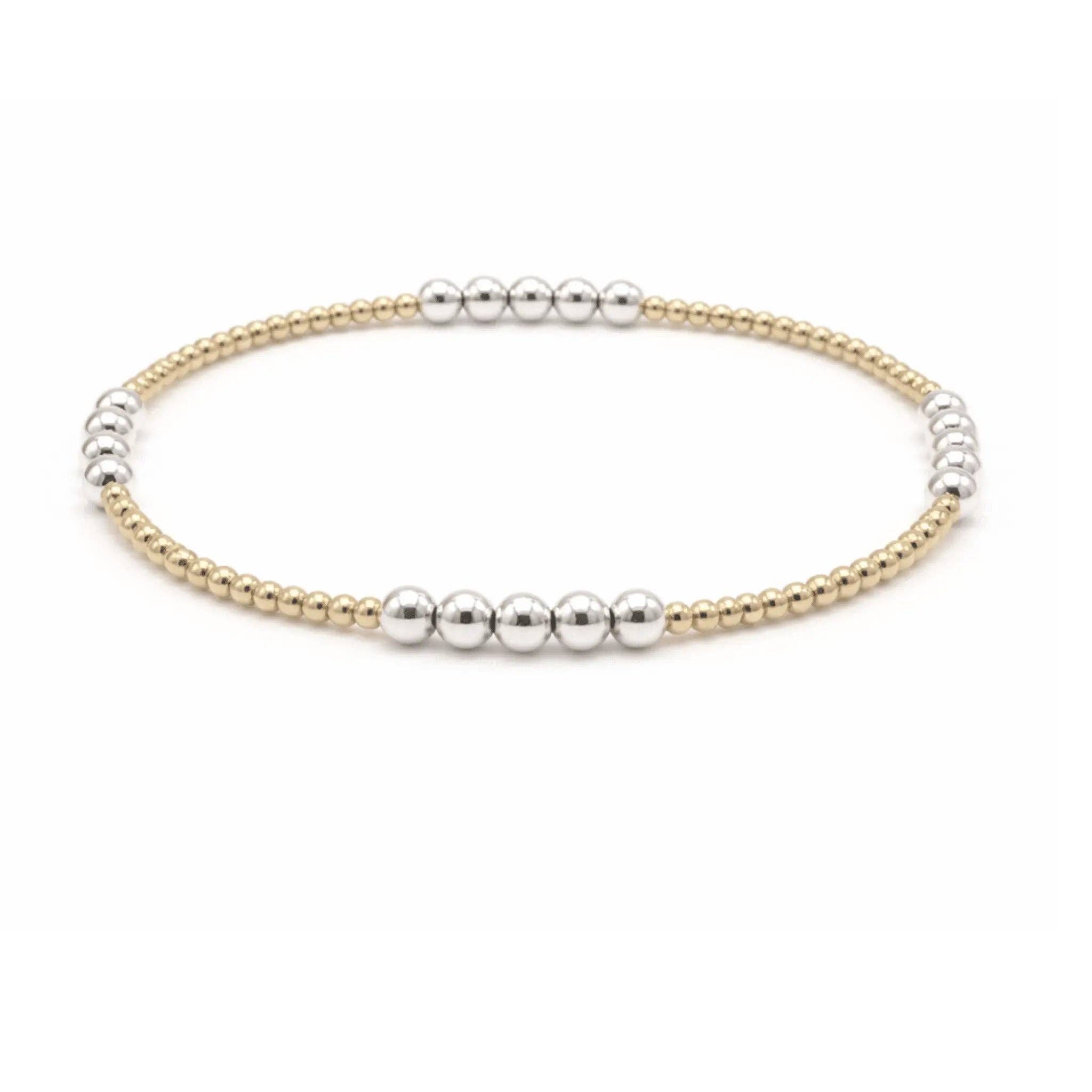 The Hamptons Mixed Metal 2x4 Beaded Bracelet: 7"