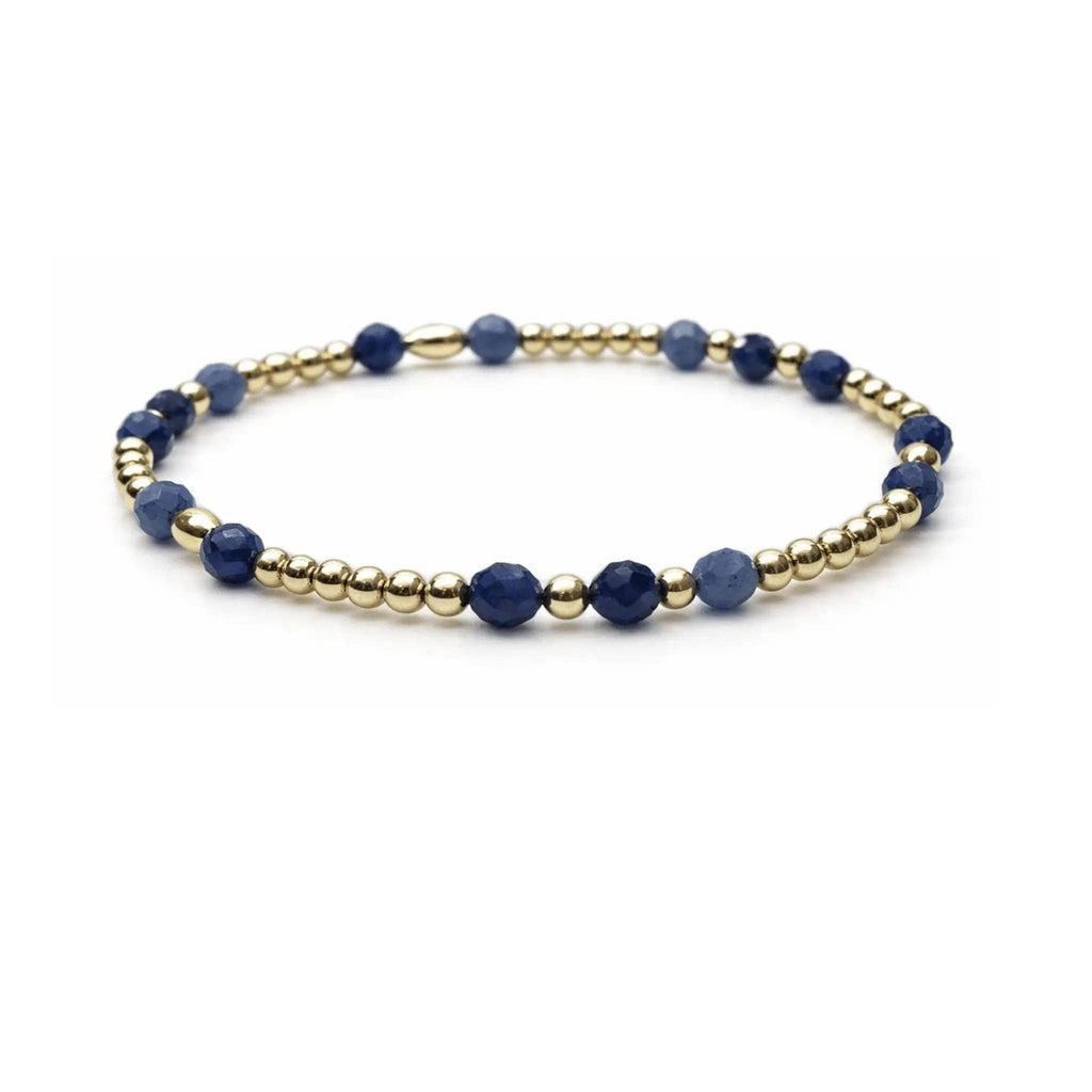 Signature Sodalite and 14k Gold filled Beaded Bracelet - Waterproof!: 6.5"