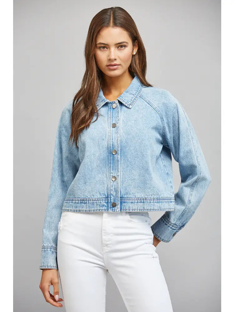 Washed Denim Cropped Jacket