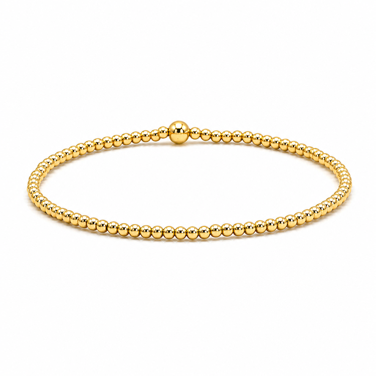 2mm Gold Filled Waterproof Karma bracelet (with single 4mm): 6.5 inch