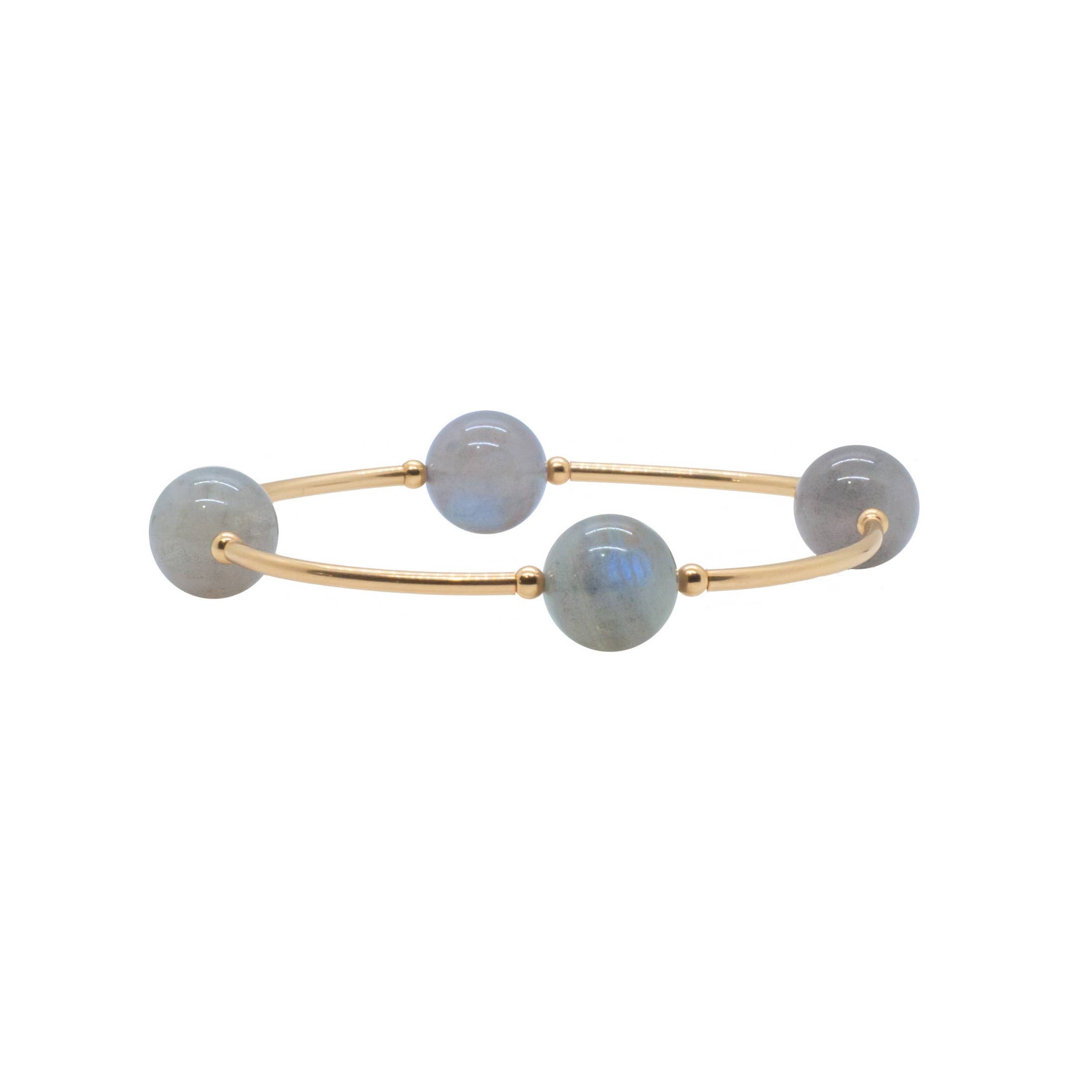 12mm Labradorite in Gold Blessing Bracelet: S