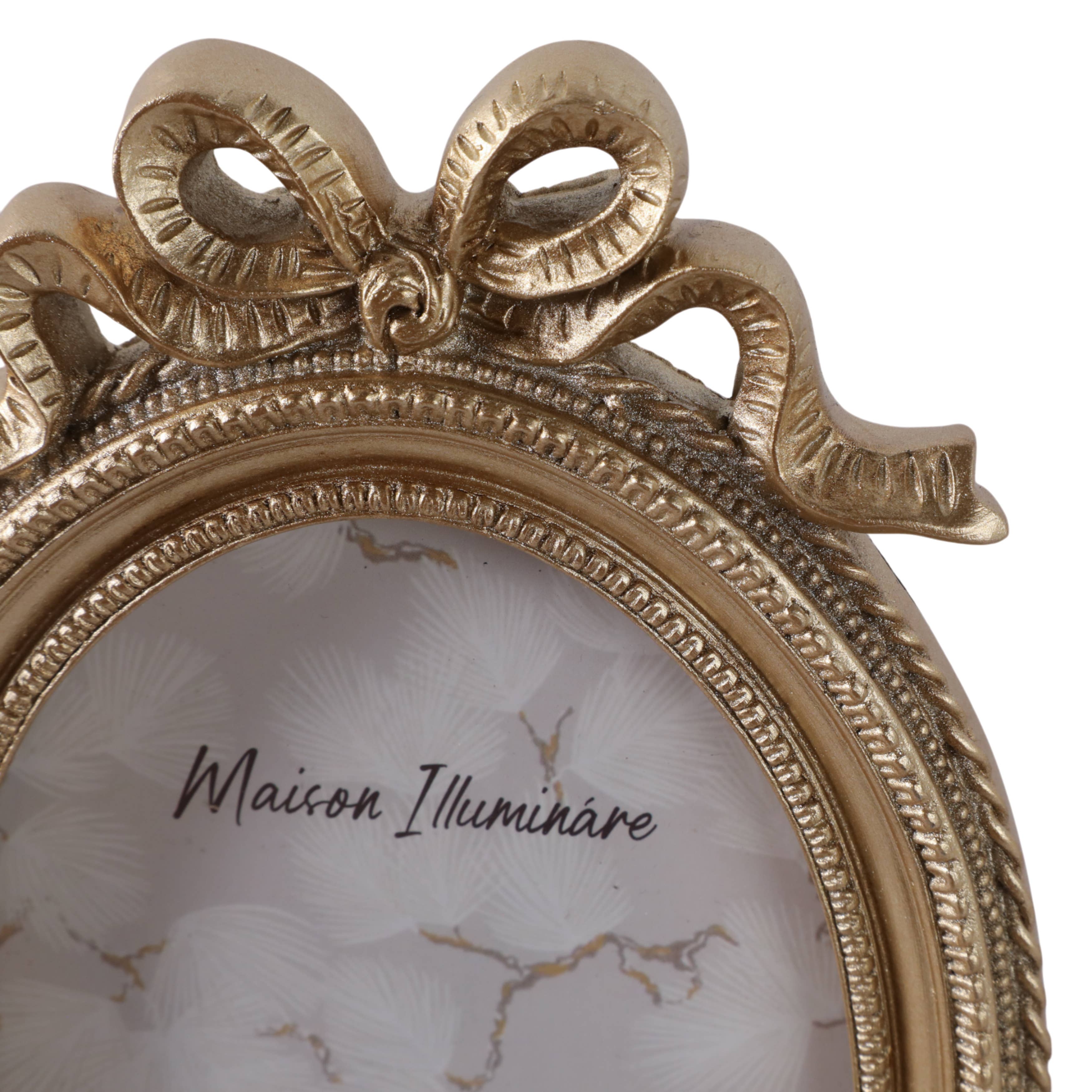 Photo Frame - Gold Polyresin Oval Coquette with Bow, 4x6 in.