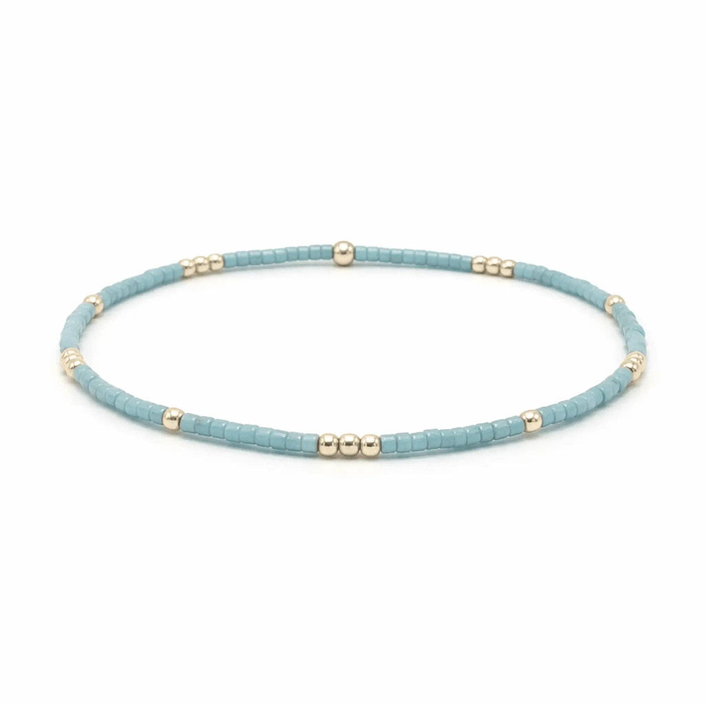 2mm Newport PALE TURQUOISE Blue + Gold Filled Waterproof Bracelet: 6.5