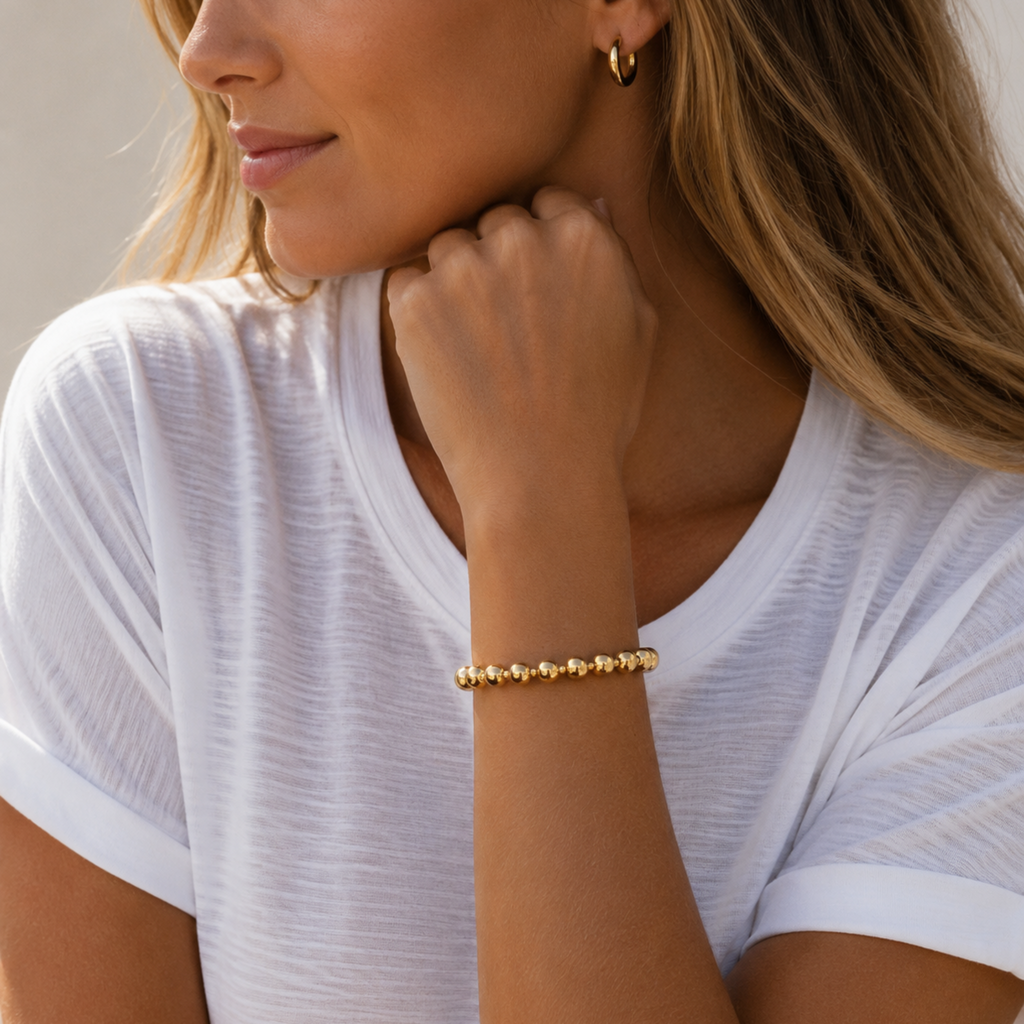 6mm+2mm+6mm Gold Filled Waterproof Dimension Bracelet: 6.5