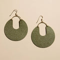 Metallic Moss Leo Leather Hoop Earrings: Gold