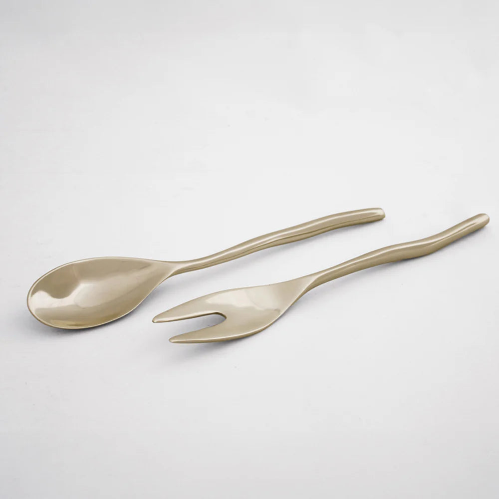 SIERRA MODERN Maia Large Salad Servers | Shiny Gold