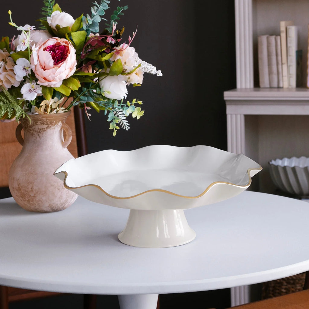 ENCANTO Carola Pedestal Cake Plate | Cream & White