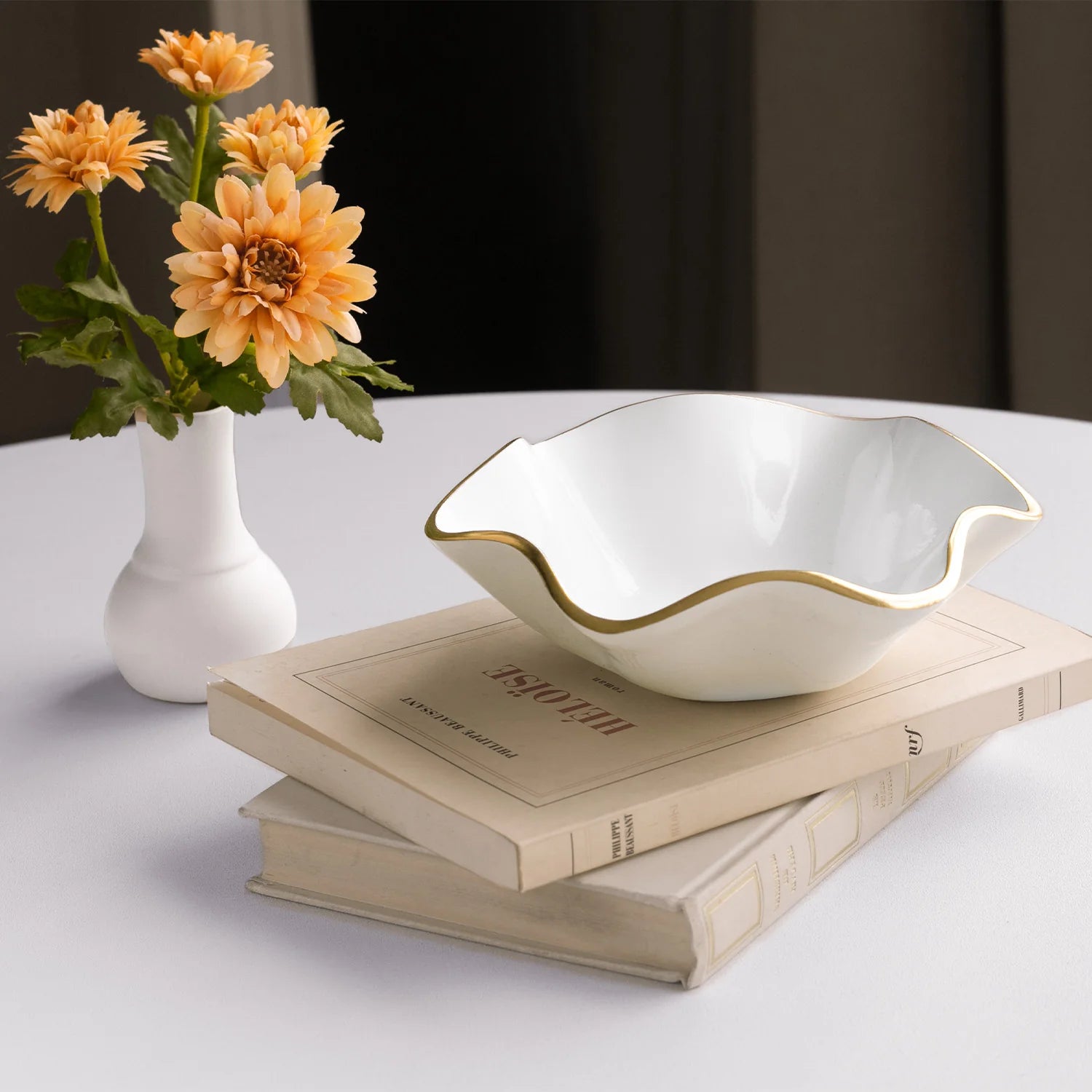 ENCANTO Carola Small Round Bowl | Cream & White
