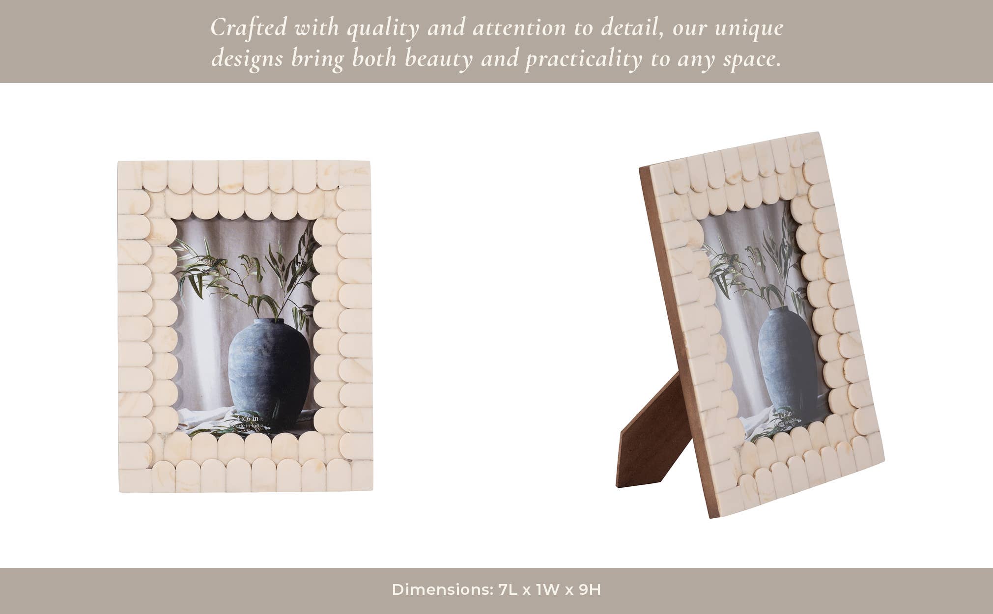 Picture Frame - Ivory Resin Scalloped Edge Decor, 4x6 in.