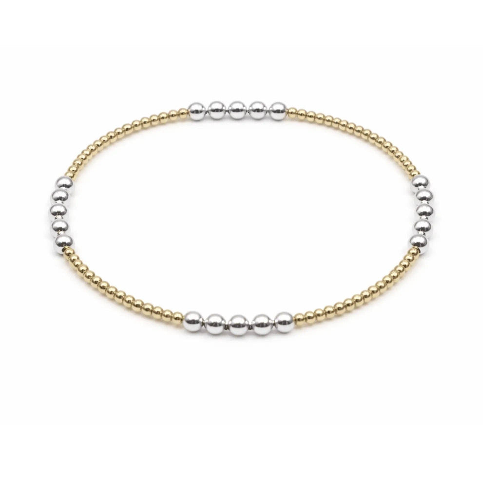 The Hamptons Mixed Metal 2x3 Beaded Bracelet: 7"