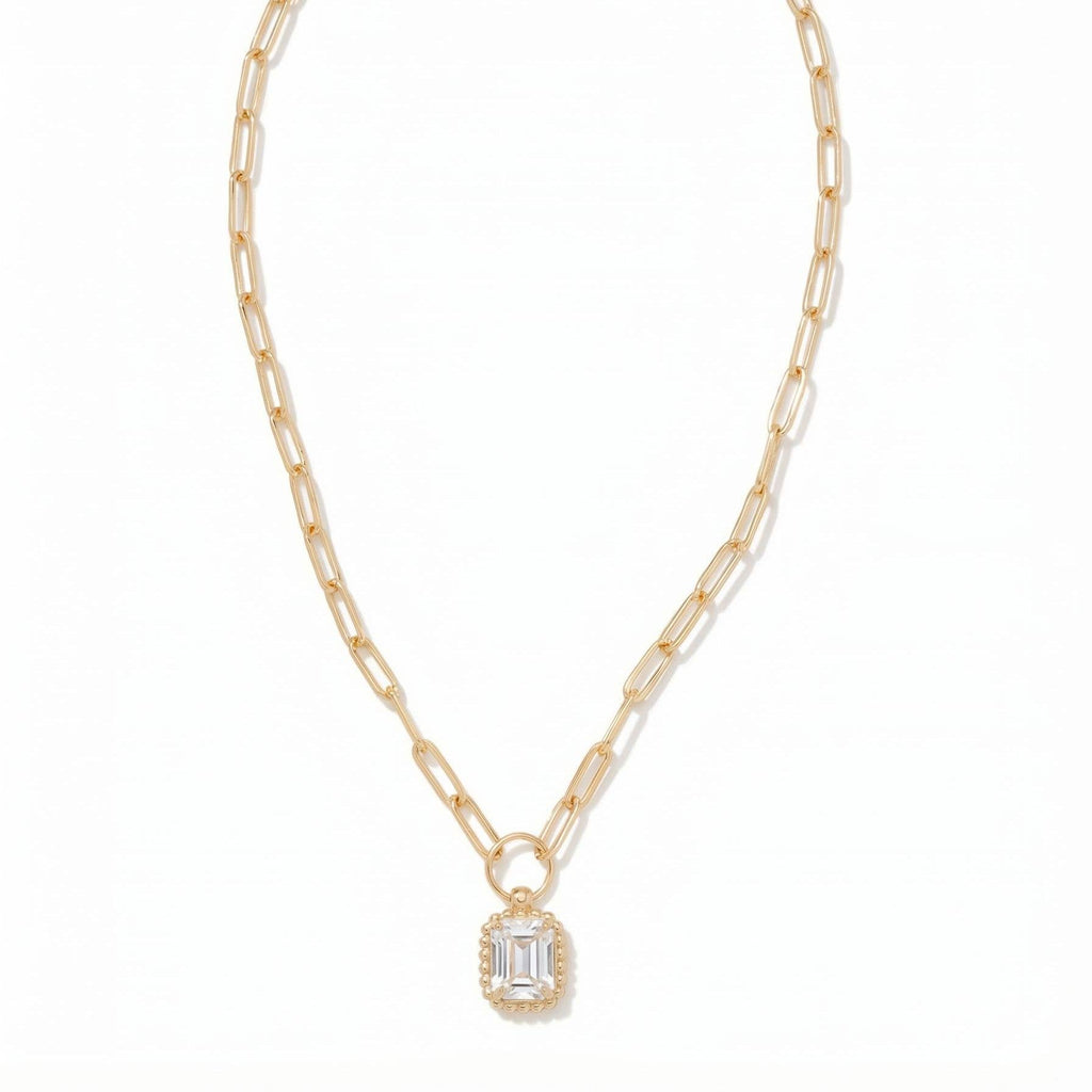 Octavia Scalloped Pendant Necklace - NGA1BGCRY: Clear