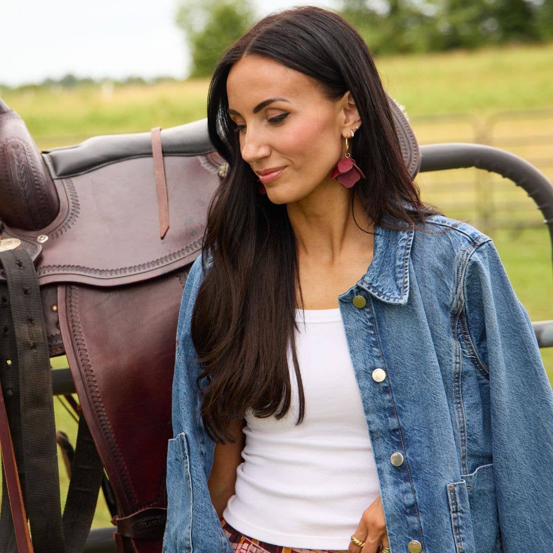 Merlot Margot Petal Hoop Earrings: Gold