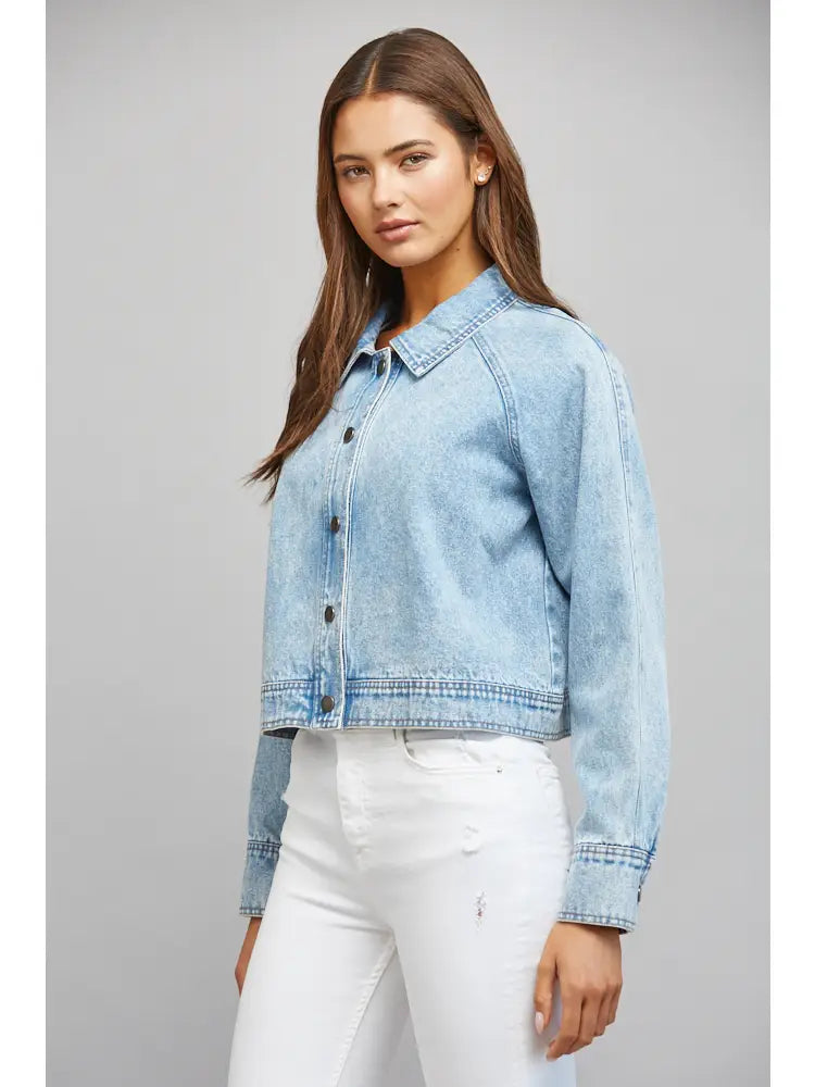 Washed Denim Cropped Jacket