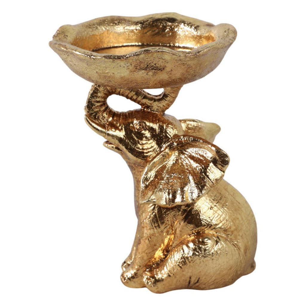 Decorative Bowl - Gold Resin Elephant Trunk, 6 in.