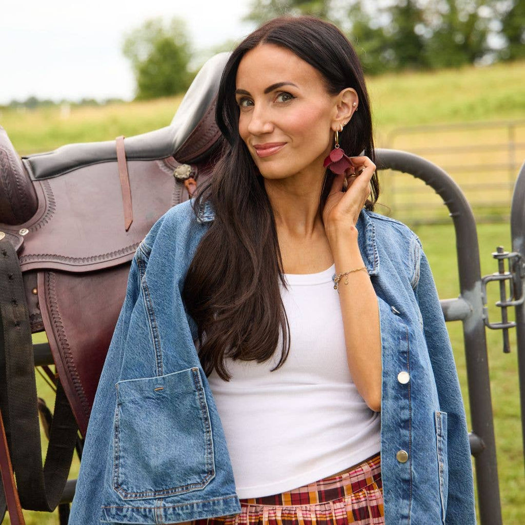 Merlot Margot Petal Hoop Earrings: Gold