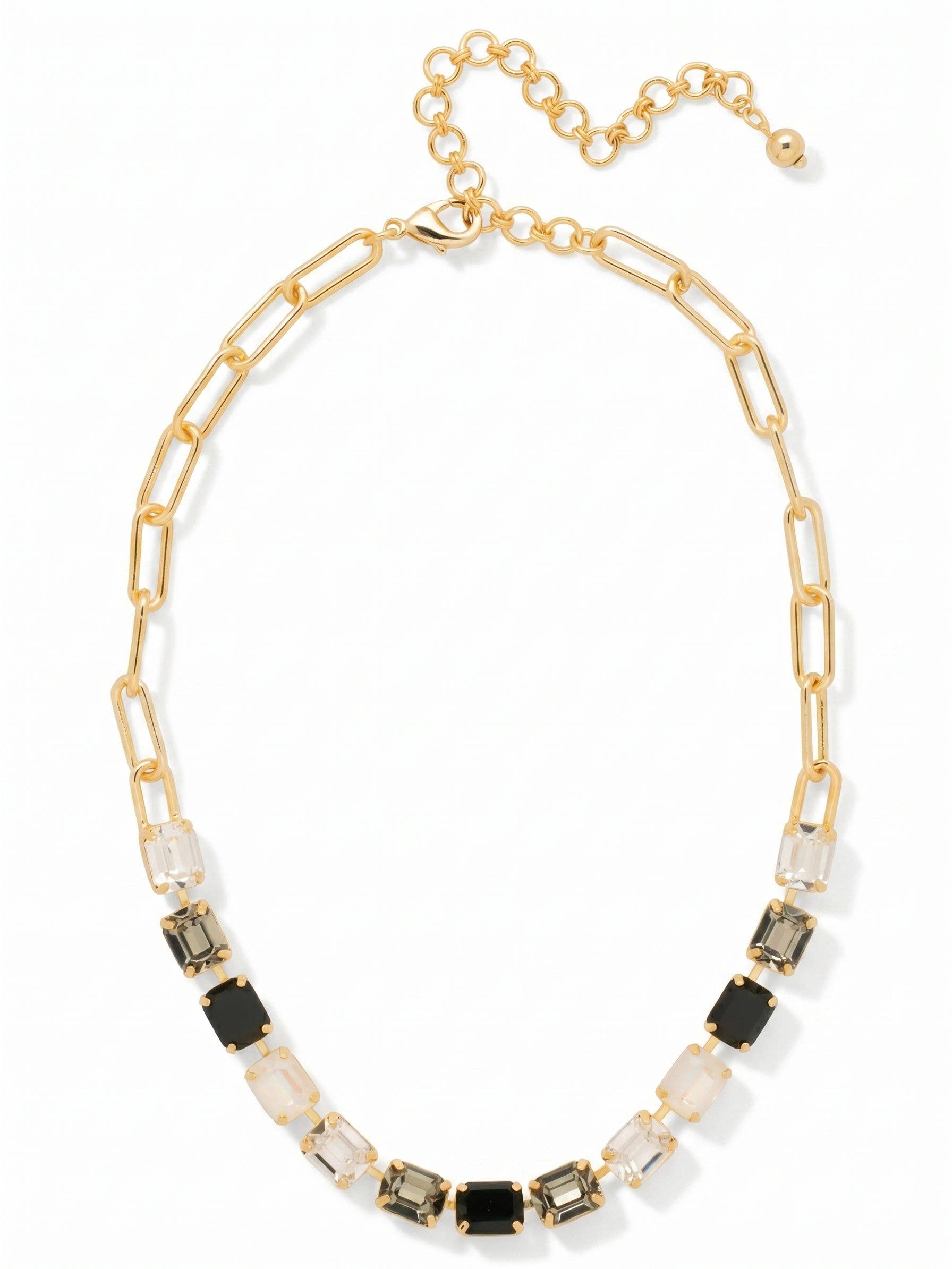 Octavia Paperclip Tennis Necklace - NFZ3BGSNI: Black