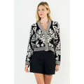 Floral V-Neck Cardigan with Gold Buttons