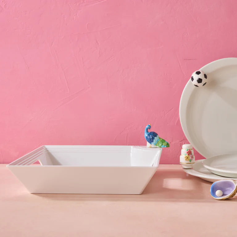 Square Melamine Tray | Pinstripes