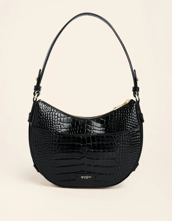 Siren Lynn Leather Hobo | Black Croc