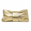 Italian Leather Bow Clutch with Strap | Large